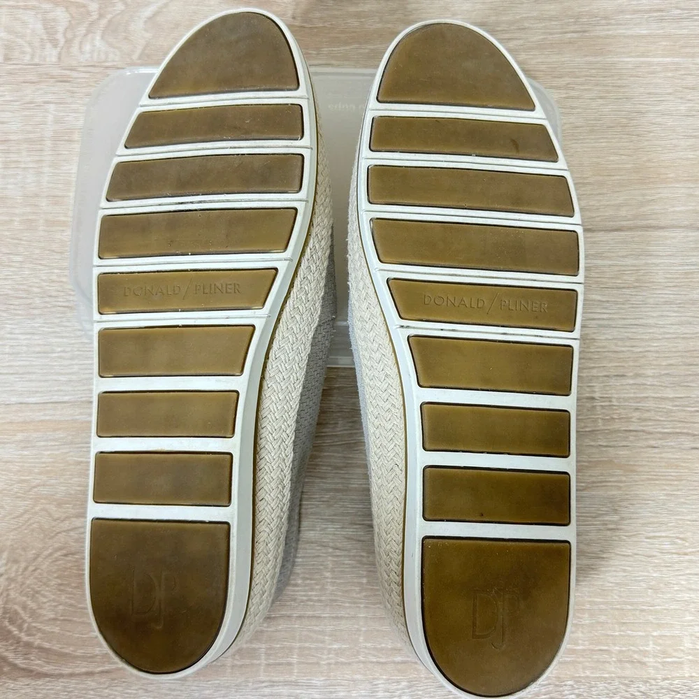 Donald Pliner Loafers 7.5M Palm Espadrille Taupe Jute Leather Slip On‎ Platform